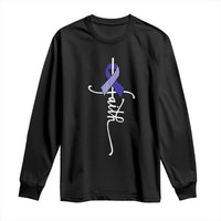 Faith ALS Awareness Long Sleeve Shirt Blue Ribbon Motivational