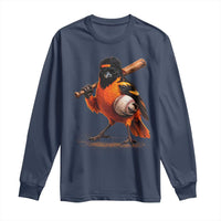 Oriole Baseball Player Long Sleeve Shirt Retro Funny Bird Mascot Baseball Fans