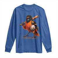 Oriole Baseball Player Long Sleeve Shirt Retro Funny Bird Mascot Baseball Fans