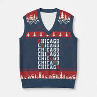 Vintage Chicago V-Neck Knit Sweater Vest Retro Distressed Classic Chicago