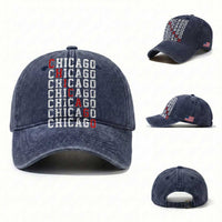Vintage Chicago Washed Cotton Baseball Cap Retro Distressed Classic Chicago