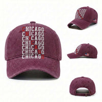 Vintage Chicago Washed Cotton Baseball Cap Retro Distressed Classic Chicago
