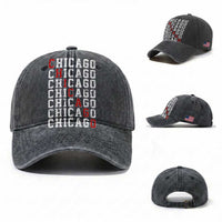 Vintage Chicago Washed Cotton Baseball Cap Retro Distressed Classic Chicago