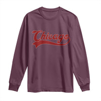 Retro Chicago Long Sleeve Shirt Varsity Script Vintage Sports Jersey Style 80s 90s