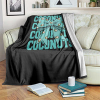 Retro Coconuts Coquette Bow Throw Blanket Summer Beach Coconut Fruit Humor