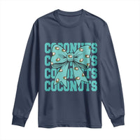 Retro Coconuts Coquette Bow Long Sleeve Shirt Summer Beach Coconut Fruit Humor