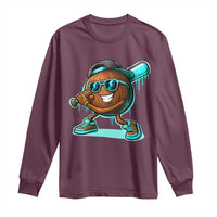 Coconut Baseball Player Long Sleeve Shirt Funny Baseball Drip Ice Cream Fruit Humor