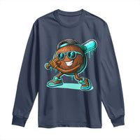 Coconut Baseball Player Long Sleeve Shirt Funny Baseball Drip Ice Cream Fruit Humor
