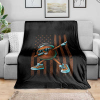 Dabbing Coconut Throw Blanket Retro American Flag Fruit Lover
