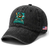 Baseball Coconut Washed Cotton Baseball Cap Funny Graffiti Splatter Sports