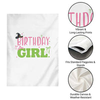 Birthday Girl Garden Flag Witch Pink Green Toddler Baby 1st 2nd 3rd 4th 5th 6th 7th