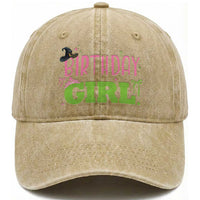 Birthday Girl Washed Cotton Baseball Cap Witch Pink Green Toddler Baby 1st 2nd 3rd 4th 5th 6th 7th