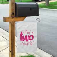 Two Birthday Girl Garden Flag Pink 2nd Bday Im Two Cute