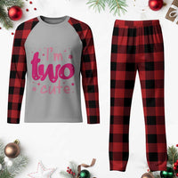 Two Birthday Girl Plaid Pajama Set Pink 2nd Bday Im Two Cute