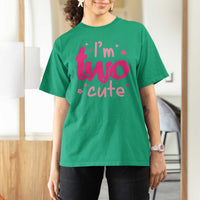 Two Birthday Girl T Shirt For Women Pink 2nd Bday Im Two Cute