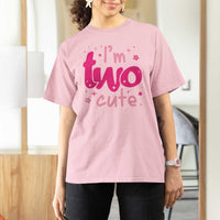 Two Birthday Girl T Shirt For Women Pink 2nd Bday Im Two Cute