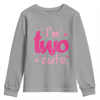 Two Birthday Girl Youth Sweatshirt Pink 2nd Bday Im Two Cute