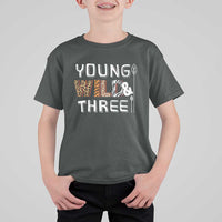 3rd Birthday T Shirt For Kid Young Wild And Three Safari Zoo Party