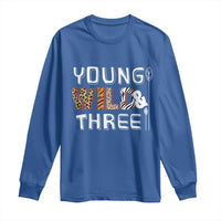 3rd Birthday Long Sleeve Shirt Young Wild And Three Safari Zoo Party