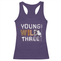3rd Birthday Racerback Tank Top Young Wild And Three Safari Zoo Party
