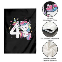 Unicorn 4th Birthday Garden Flag 4 Years Old Birthday Outfit