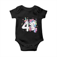 Unicorn 4th Birthday Baby Onesie 4 Years Old Birthday Outfit
