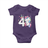 Unicorn 4th Birthday Baby Onesie 4 Years Old Birthday Outfit