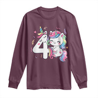 Unicorn 4th Birthday Long Sleeve Shirt 4 Years Old Birthday Outfit