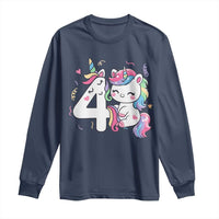 Unicorn 4th Birthday Long Sleeve Shirt 4 Years Old Birthday Outfit