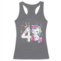 Unicorn 4th Birthday Racerback Tank Top 4 Years Old Birthday Outfit