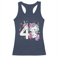 Unicorn 4th Birthday Racerback Tank Top 4 Years Old Birthday Outfit