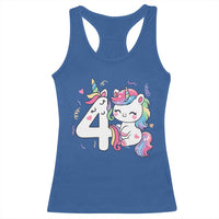 Unicorn 4th Birthday Racerback Tank Top 4 Years Old Birthday Outfit