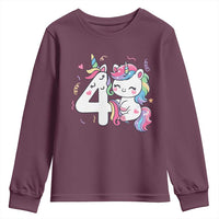 Unicorn 4th Birthday Youth Sweatshirt 4 Years Old Birthday Outfit
