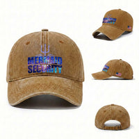 Mermaid Security Washed Cotton Baseball Cap Funny Mermaid Family Squad