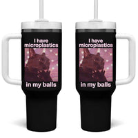 Funny Cat Meme Tumbler With Handle I Have Microplastics In My Balls Dank Meme - Wonder Print Shop