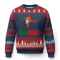 Portugal Soccer Ugly Christmas Sweater Portuguese Flag Futebol Football Player - Wonder Print Shop