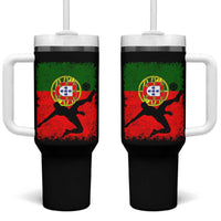 Portugal Soccer Tumbler With Handle Portuguese Flag Futebol Football Fan - Wonder Print Shop