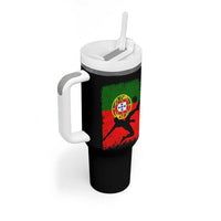 Portugal Soccer Tumbler With Handle Portuguese Flag Futebol Football Fan - Wonder Print Shop