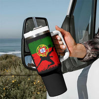 Portugal Soccer Tumbler With Handle Portuguese Flag Futebol Football Fan - Wonder Print Shop