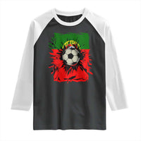 Portugal Soccer Raglan Shirt Portuguese Flag Soccer Ball Futebol - Wonder Print Shop