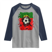 Portugal Soccer Raglan Shirt Portuguese Flag Soccer Ball Futebol - Wonder Print Shop
