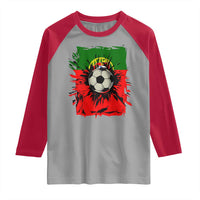 Portugal Soccer Raglan Shirt Portuguese Flag Soccer Ball Futebol - Wonder Print Shop