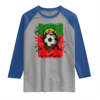 Portugal Soccer Raglan Shirt Portuguese Flag Soccer Ball Futebol - Wonder Print Shop