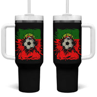 Portugal Soccer Tumbler With Handle Portuguese Flag Soccer Ball Futebol - Wonder Print Shop