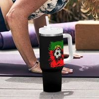 Portugal Soccer Tumbler With Handle Portuguese Flag Soccer Ball Futebol - Wonder Print Shop