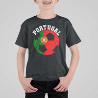 Portugal Soccer T Shirt For Kid Portuguese Flag Soccer Ball Futebol Football Fan - Wonder Print Shop