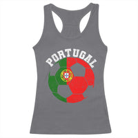 Portugal Soccer Racerback Tank Top Portuguese Flag Soccer Ball Futebol Football Fan - Wonder Print Shop