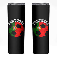 Portugal Soccer Skinny Tumbler Portuguese Flag Soccer Ball Futebol Football Fan - Wonder Print Shop