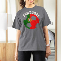 Portugal Soccer T Shirt For Women Portuguese Flag Soccer Ball Futebol Football Fan - Wonder Print Shop