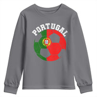 Portugal Soccer Youth Sweatshirt Portuguese Flag Soccer Ball Futebol Football Fan - Wonder Print Shop